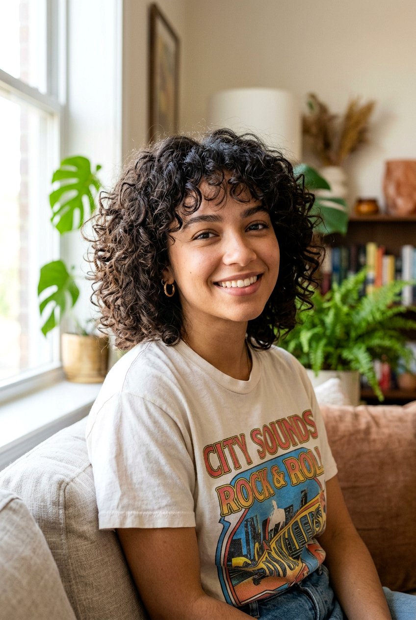 Shaggy Curly Bob With See Through Bangs - 20 mature curly bob with bangs - 20 mature curly bob with bangs