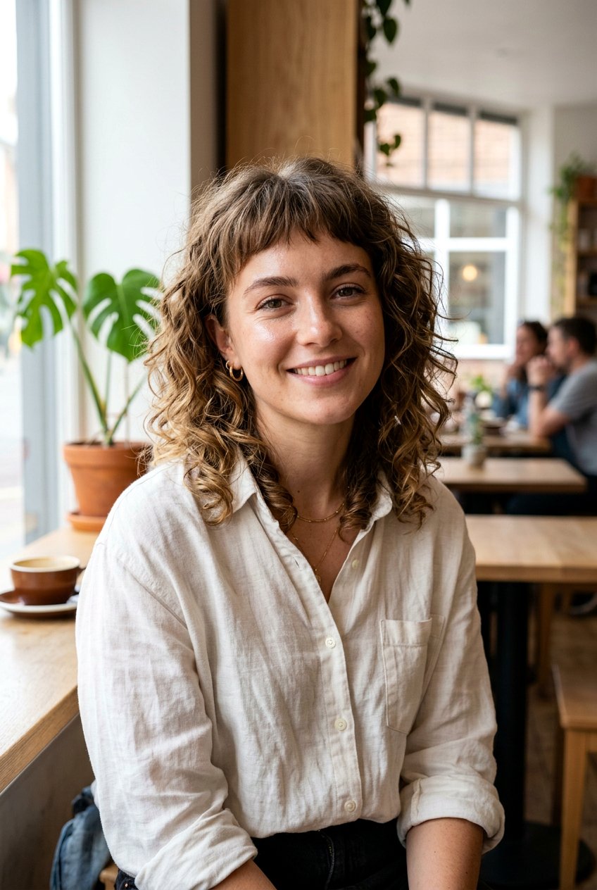 Shaggy Curly Lob Baby Bangs - 20 short bangs for curly hair women - 20 short bangs for curly hair women