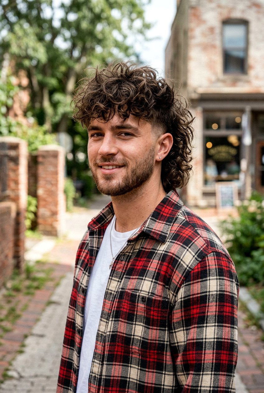 Shaggy Curly Mullet With Taper Fade - 20 curly mullet with taper fade - 20 curly mullet with taper fade