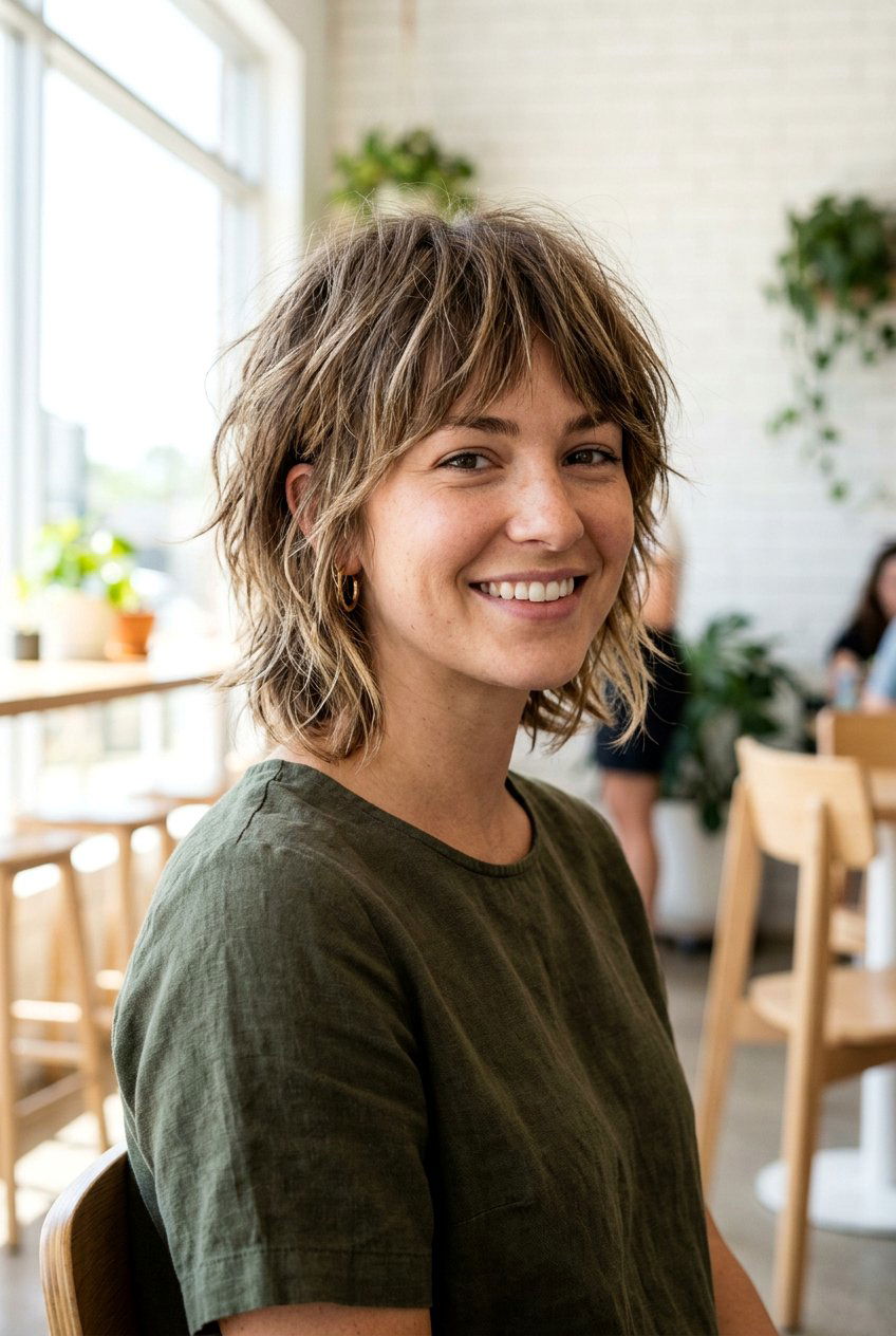 Shaggy Ear Length Bob - 20 ear length bob haircut - 20 ear length bob haircut