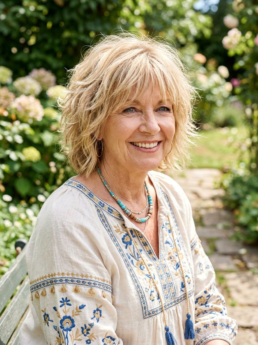 Shaggy Feathered Bob With Volume - 20 short feathered bob for women over 60 - 20 short feathered bob for women over 60