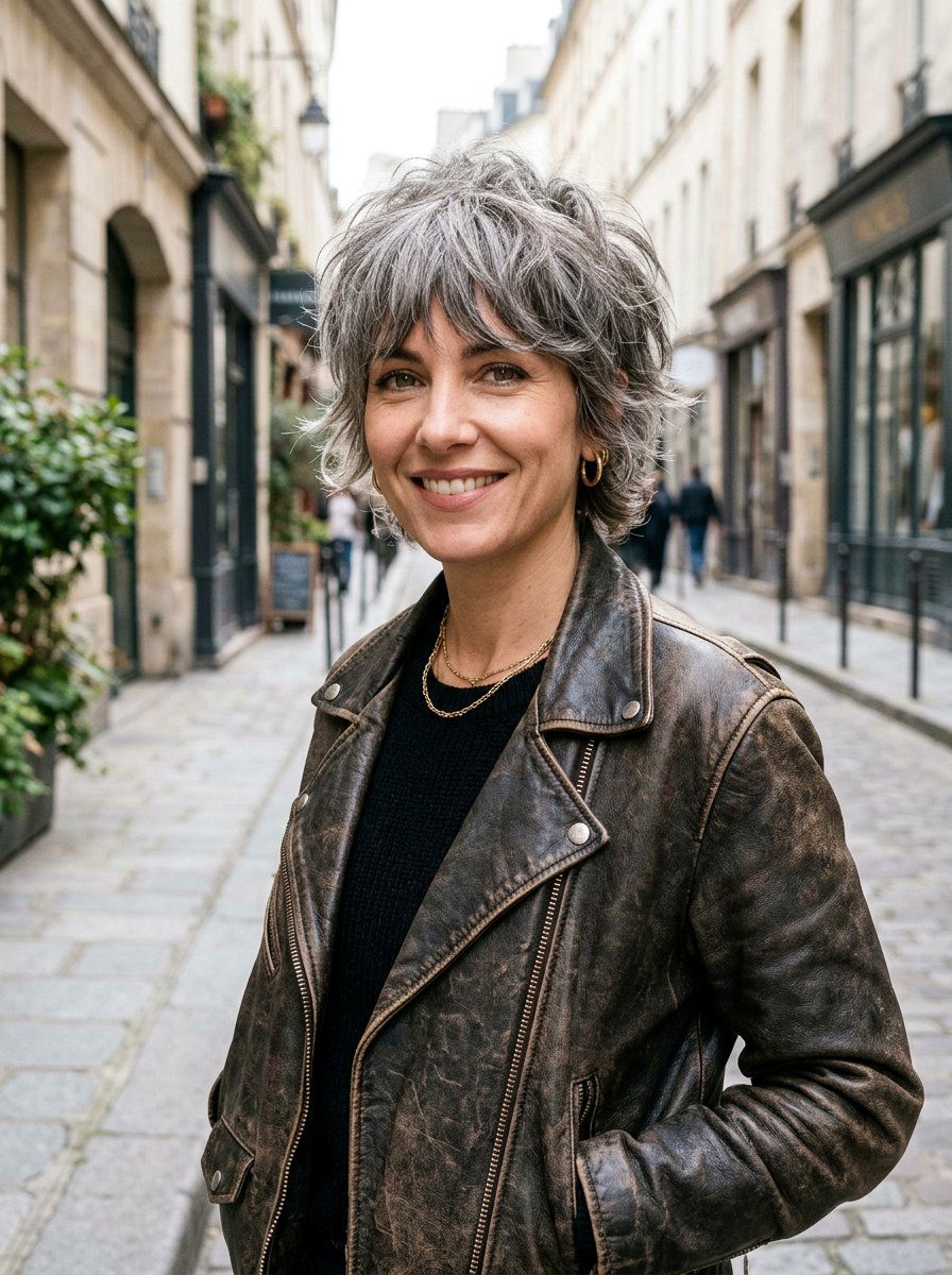 Shaggy Gray Pixie With Bangs - 20 short gray pixie with layers - 20 short gray pixie with layers