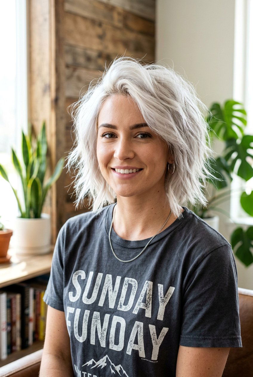 Shaggy Icy Platinum Bob - 20 icy platinum bob - 20 icy platinum bob