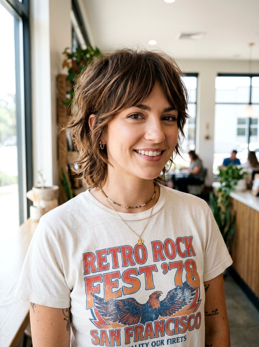 Shaggy Layered Pixie With Side Bangs - 20 layered pixie with side fringe - 20 layered pixie with side fringe