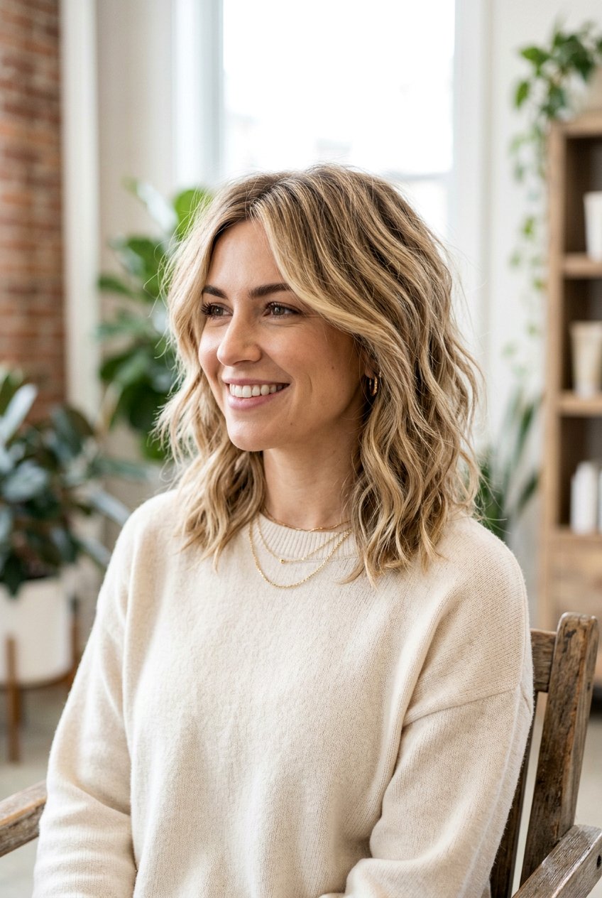 Shaggy Lob - 20 haircuts for round faces - 20 haircuts for round faces