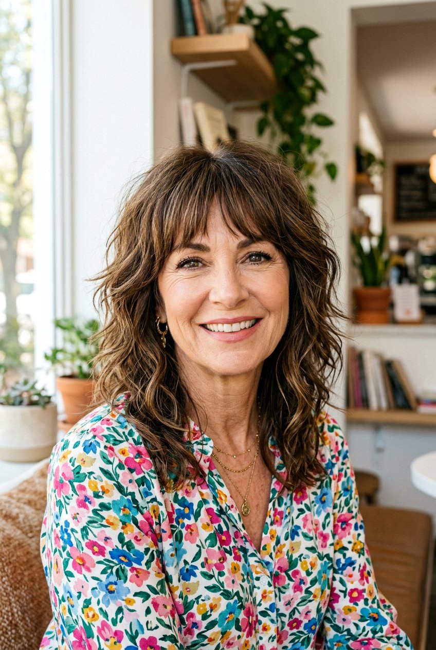 Shaggy Lob With Bangs - 20 low maintenance layered haircut for mature women - 20 low maintenance layered haircut for mature women