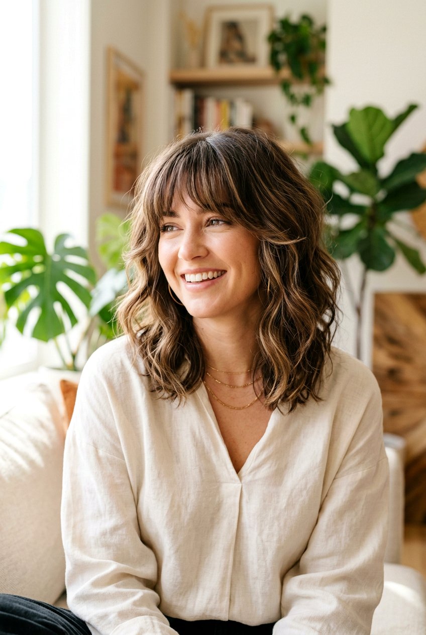 Shaggy Lob With Bangs And Face Framing Layers - 20 shaggy lob with bangs - 20 shaggy lob with bangs