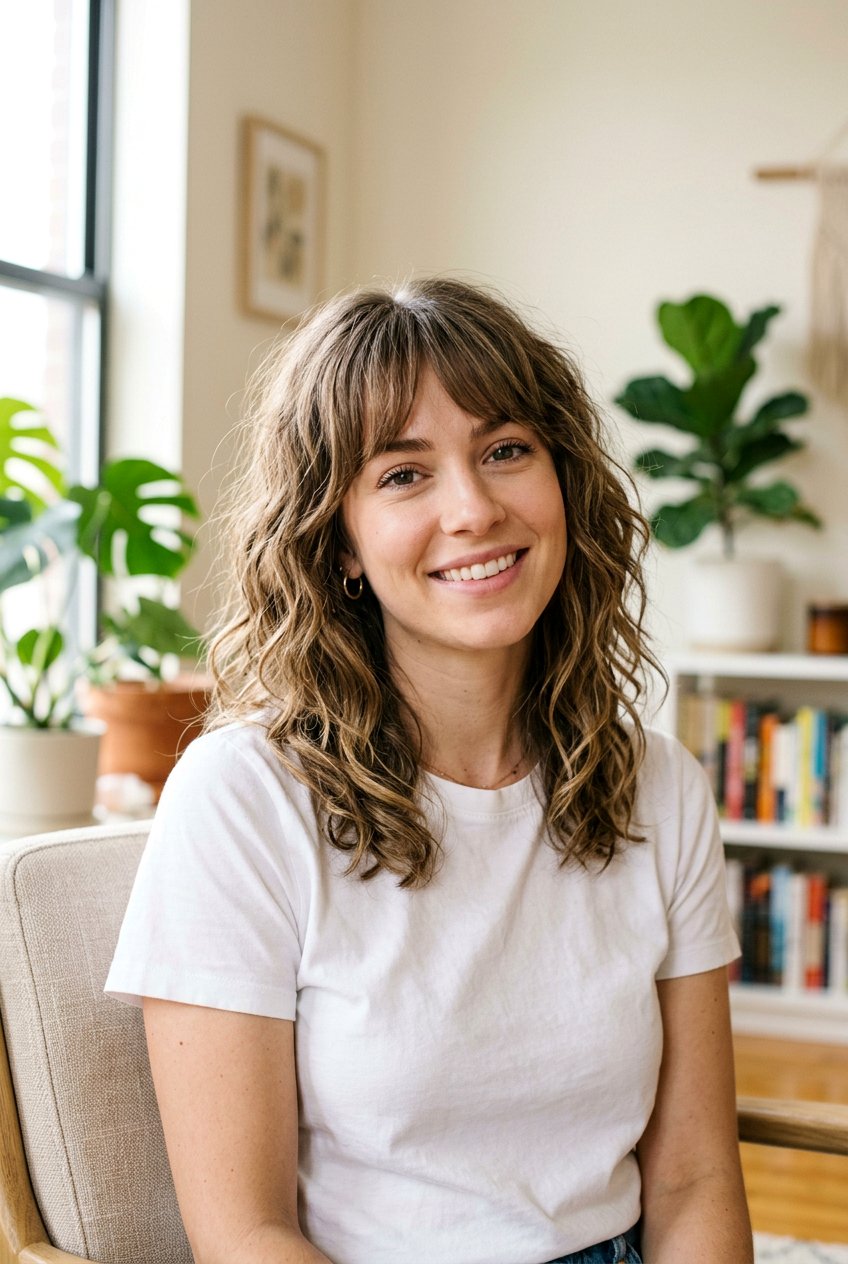 Shaggy Lob With Bangs And Natural Texture - 20 shaggy lob with bangs - 20 shaggy lob with bangs