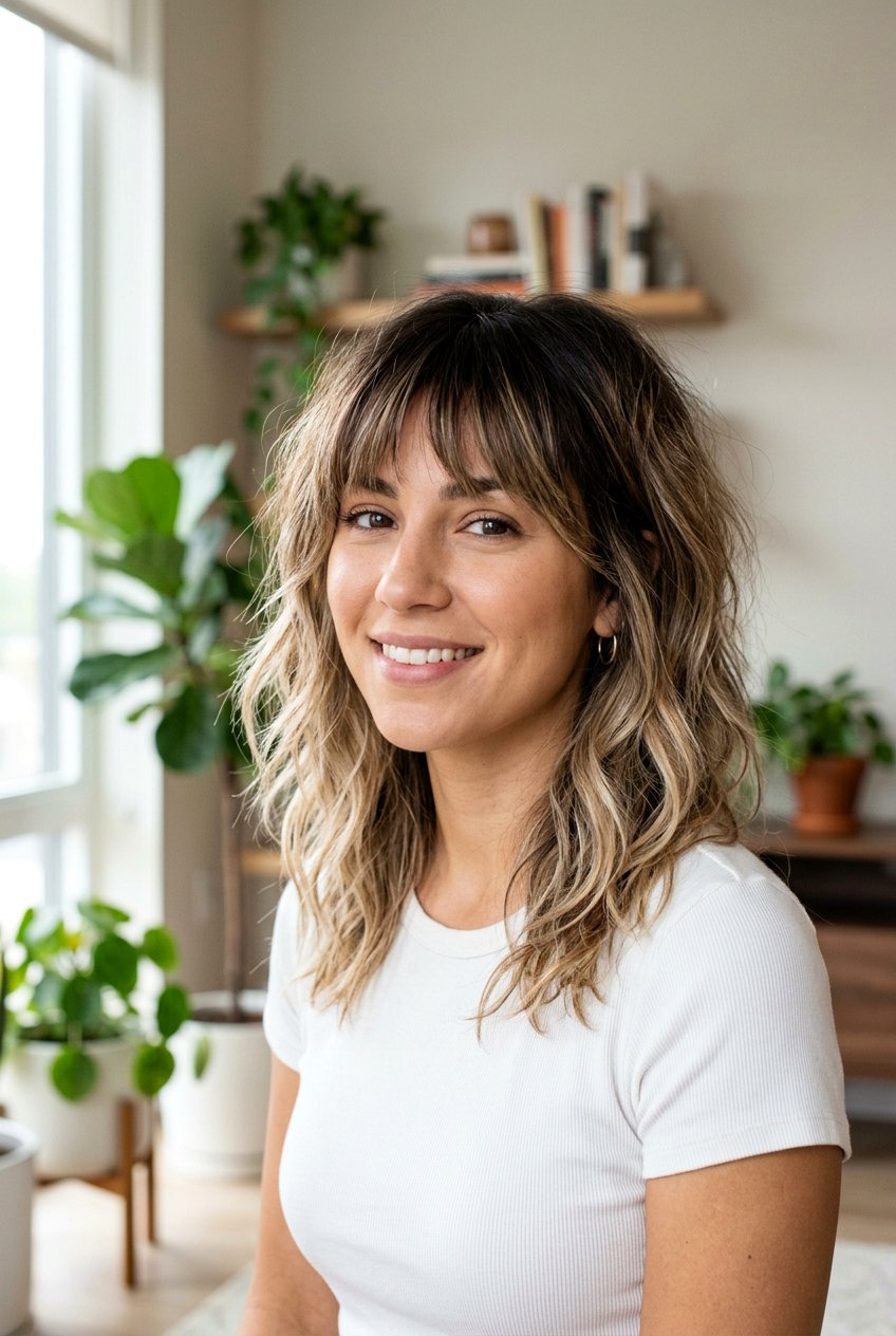 Shaggy Lob With Bangs And Shadow Root - 20 shaggy lob with bangs - 20 shaggy lob with bangs