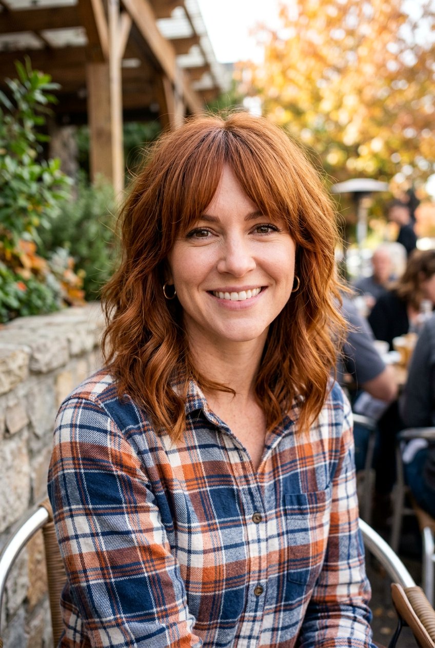 Shaggy Lob With Bangs For Temple Thinning - 20 haircut for hair loss around temples women - 20 haircut for hair loss around temples women