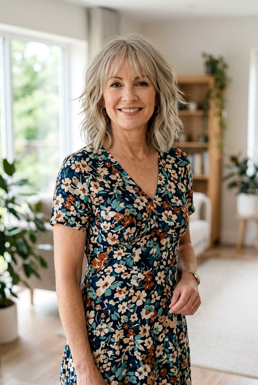 Shaggy Lob With Bangs - 20 classy wedding guest hairstyles for women over 50 - 20 classy wedding guest hairstyles for women over 50