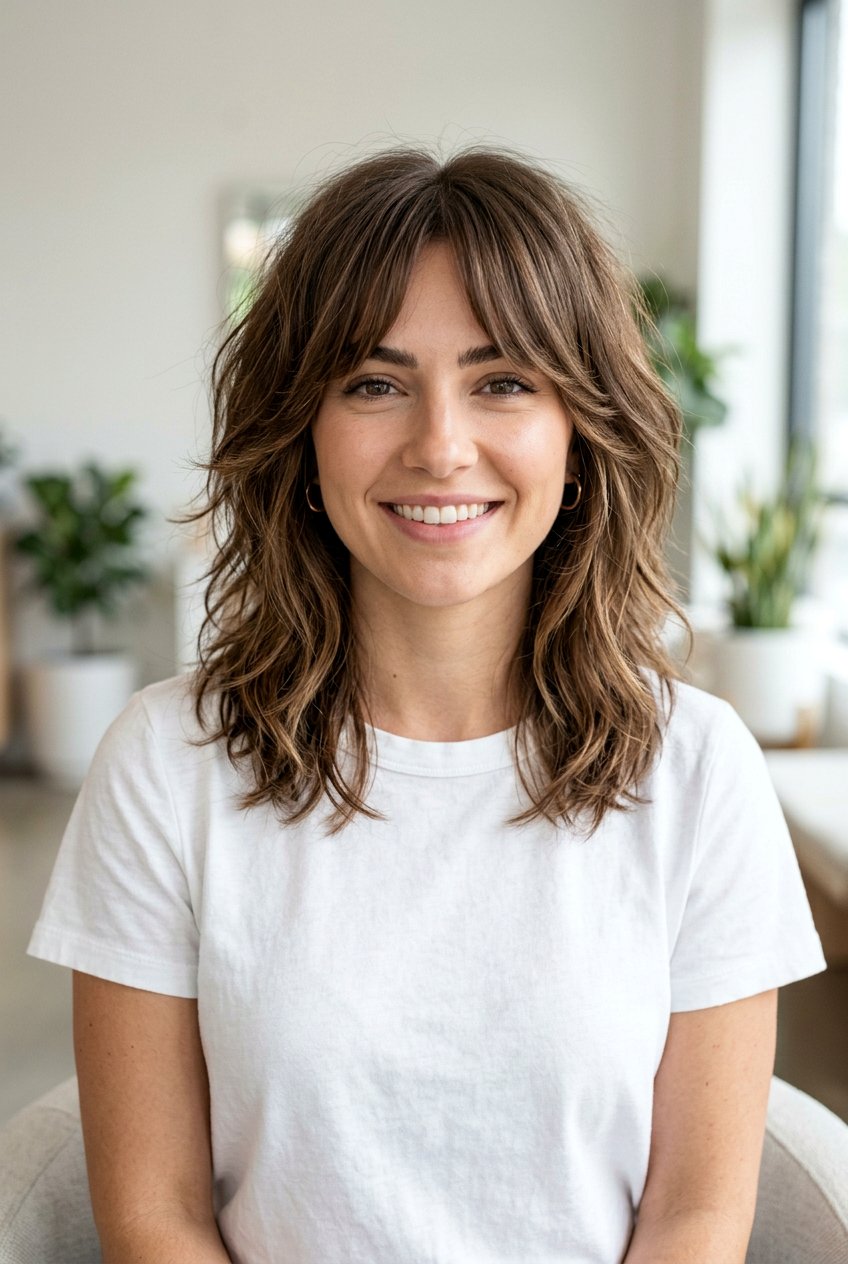 Shaggy Lob With Curtain Bangs - 20 shag haircut with curtain fringe - 20 shag haircut with curtain fringe
