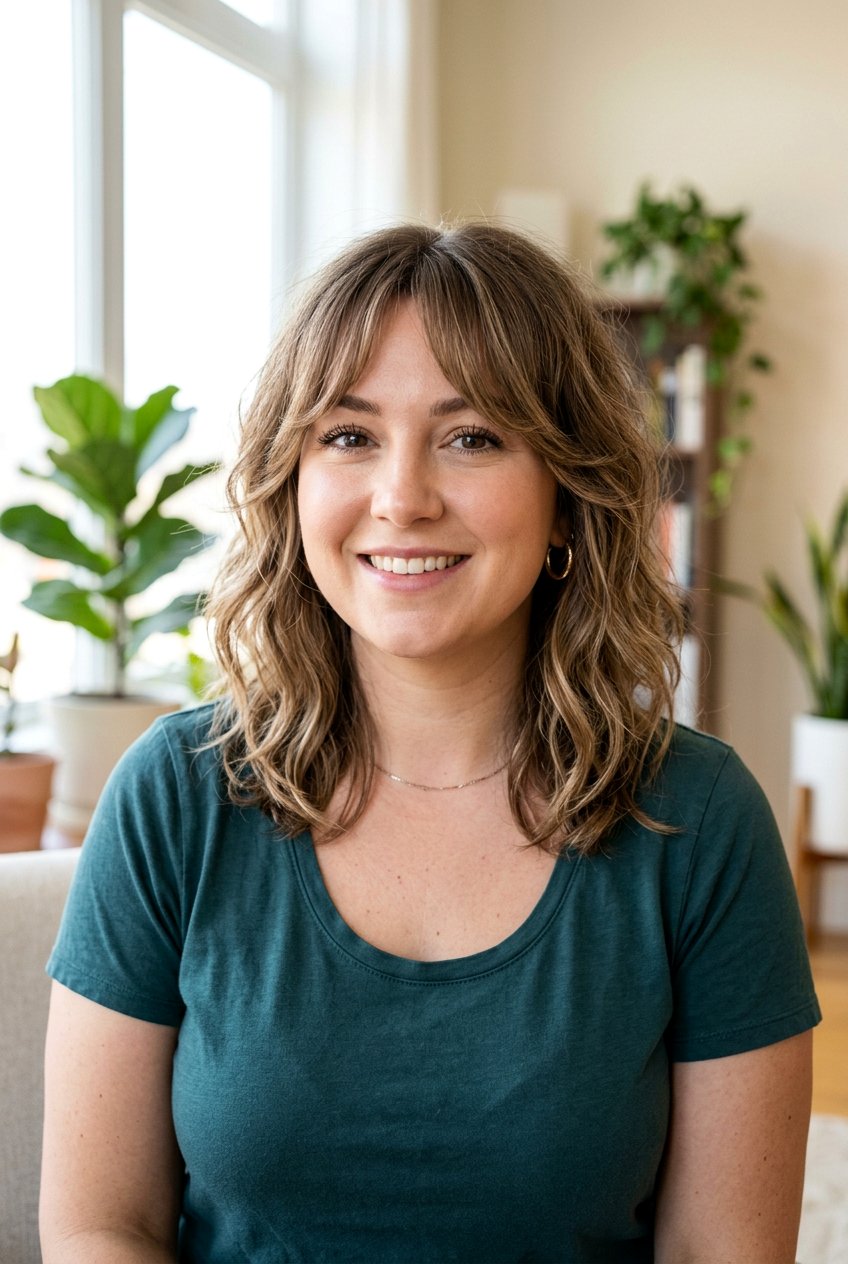 Shaggy Lob With Curtain Fringe For Round Face - 20 shaggy lob with bangs - 20 shaggy lob with bangs