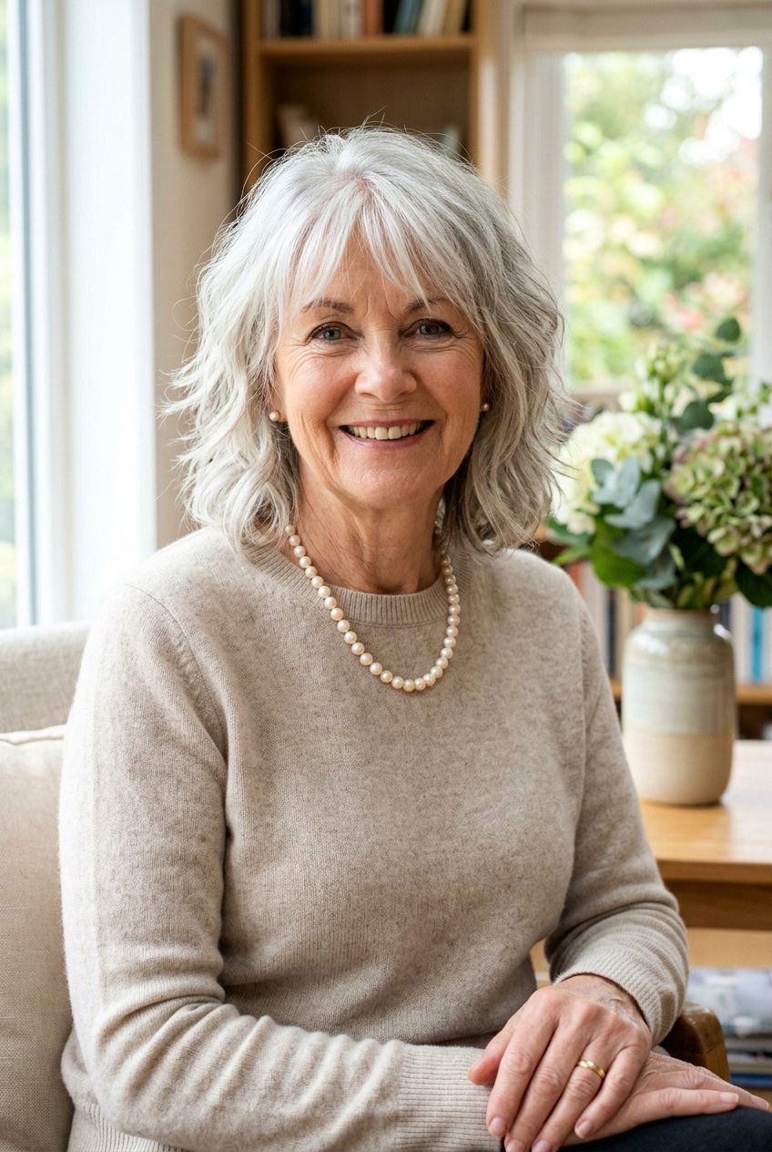 Shaggy Lob With Fringe - 20 shag haircut for women over 70 - 20 shag haircut for women over 70