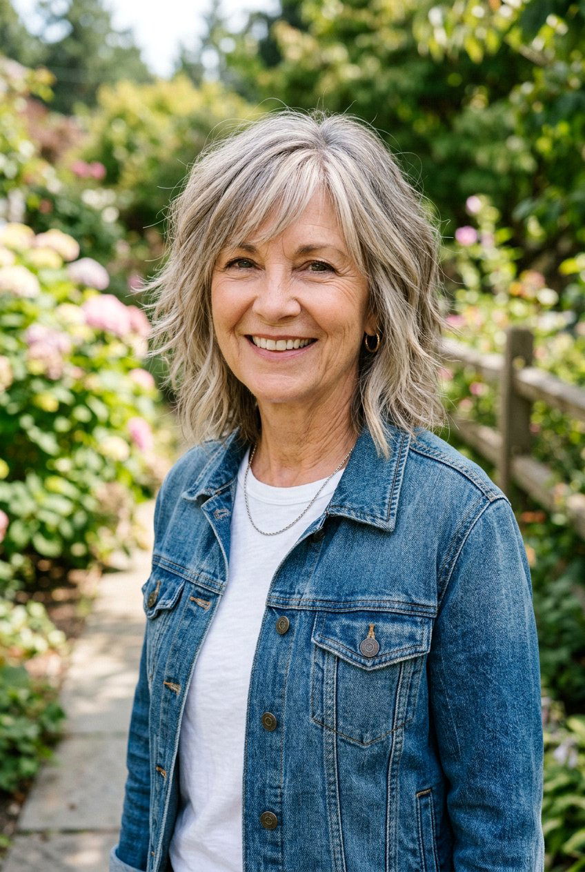 Shaggy Lob With Soft Fringe - 20 bob haircut with soft fringe for older women - 20 bob haircut with soft fringe for older women