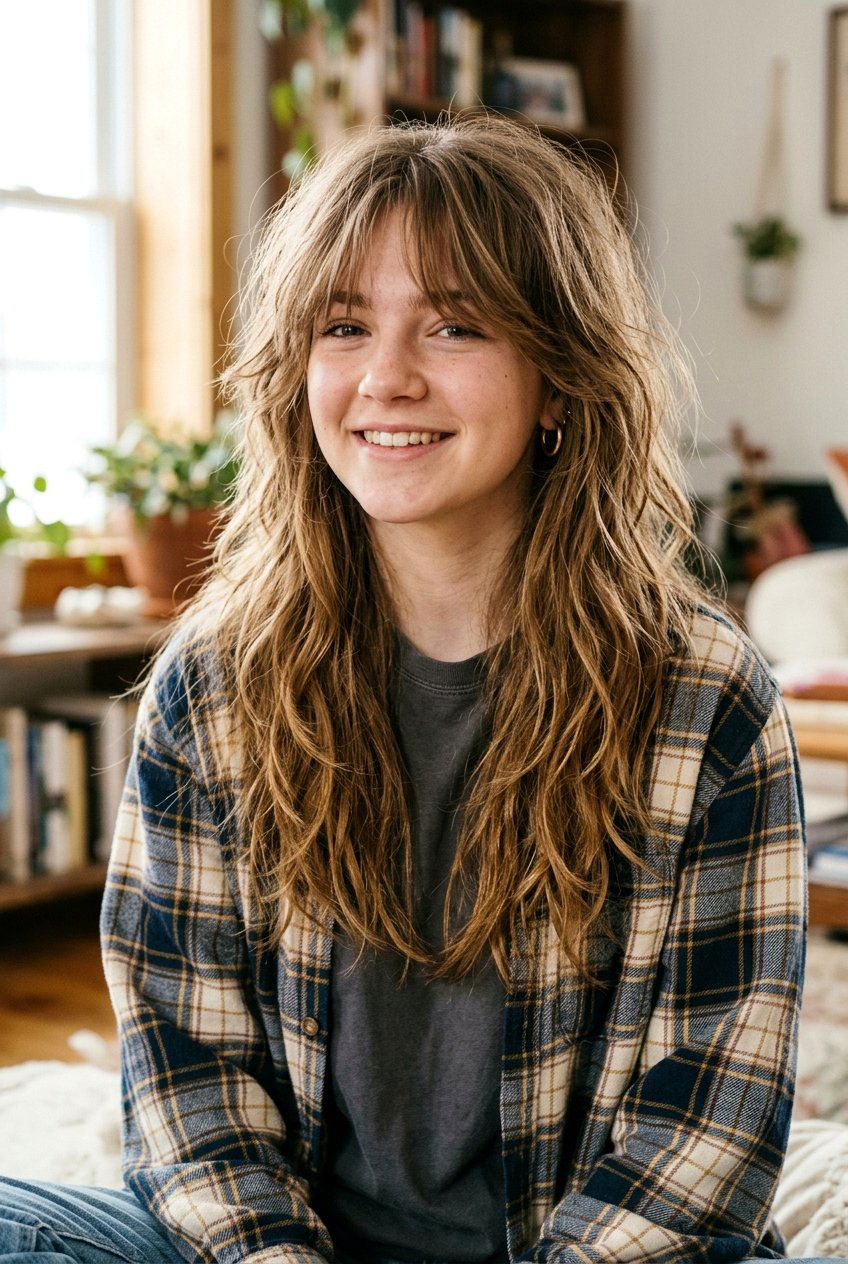 Shaggy Long Hair With Curtain Bangs - 20 long haircut for teenage girls with curtain bangs - 20 long haircut for teenage girls with curtain bangs