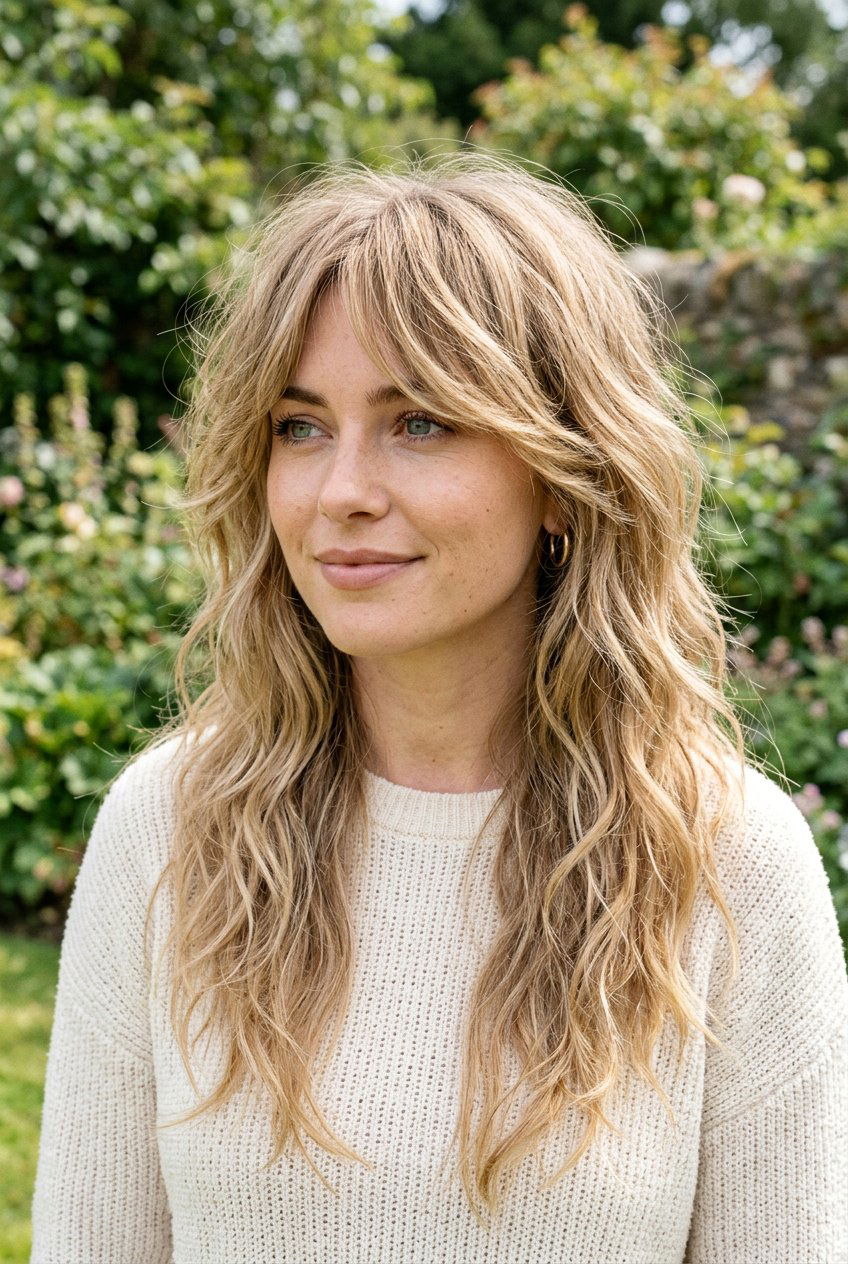 Shaggy Long Hair With Side Bangs - 20 side bangs for long hair - 20 side bangs for long hair