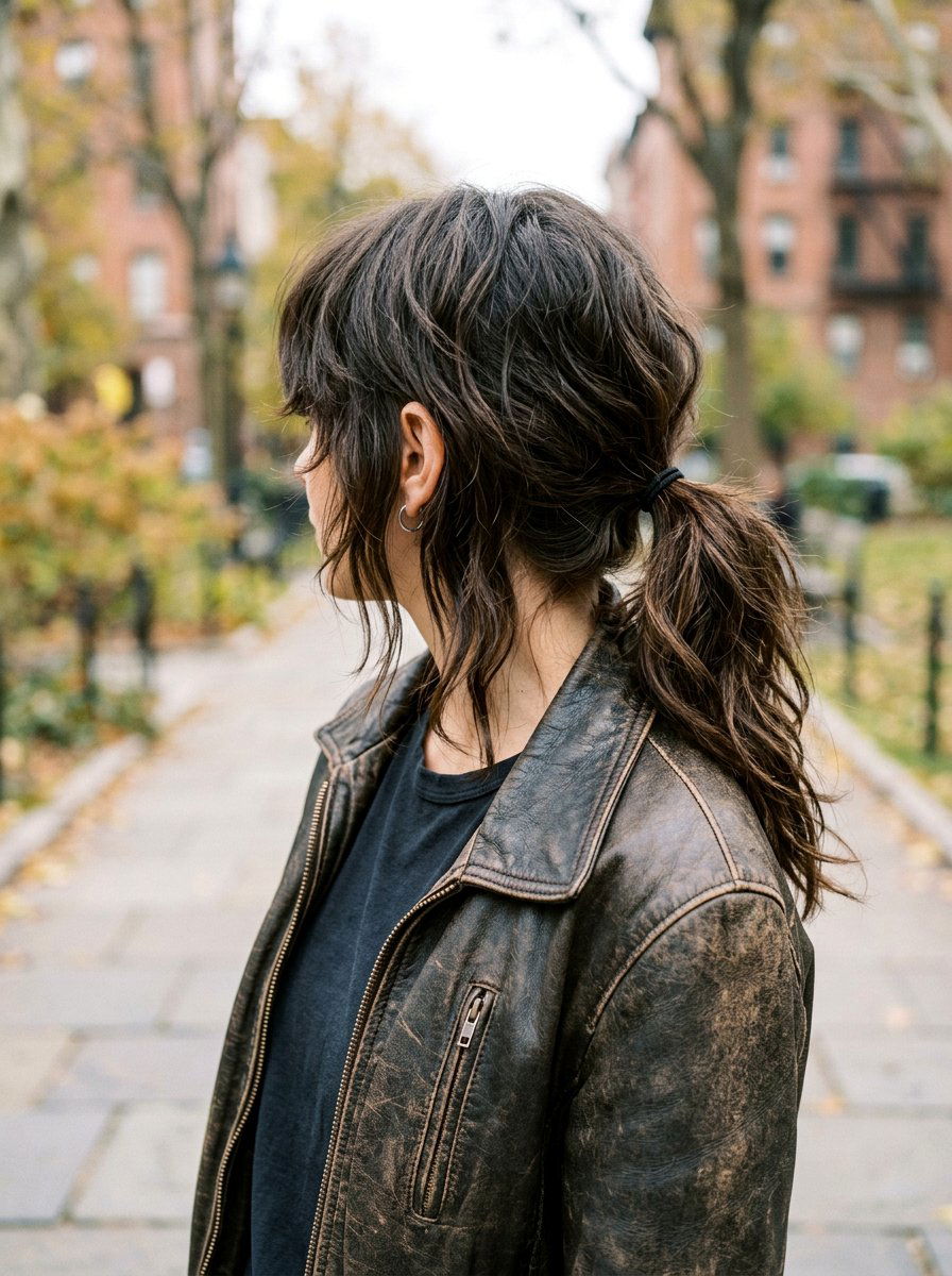 Shaggy Low Ponytail Layered Cut - 20 light academia ponytail hairstyle - 20 light academia ponytail hairstyle