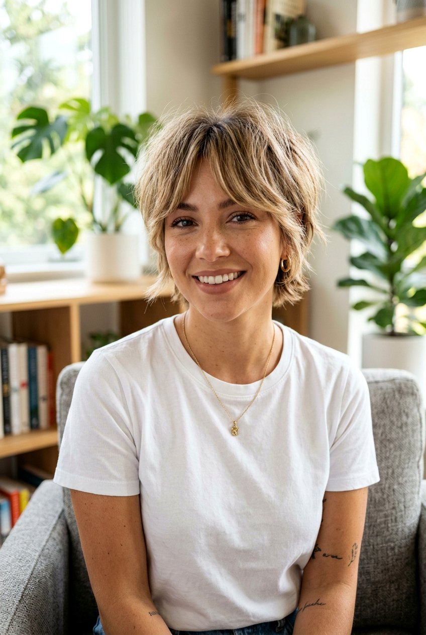 Shaggy Pixie With Curtain Fringe - 20 pixie with curtain bangs - 20 pixie with curtain bangs