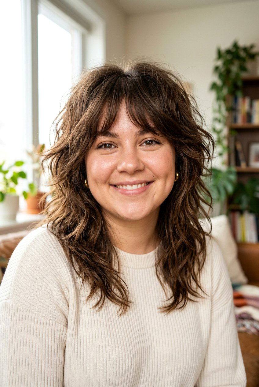 Shaggy Shoulder Length Hair - 20 hairstyles for chubby faces - 20 hairstyles for chubby faces