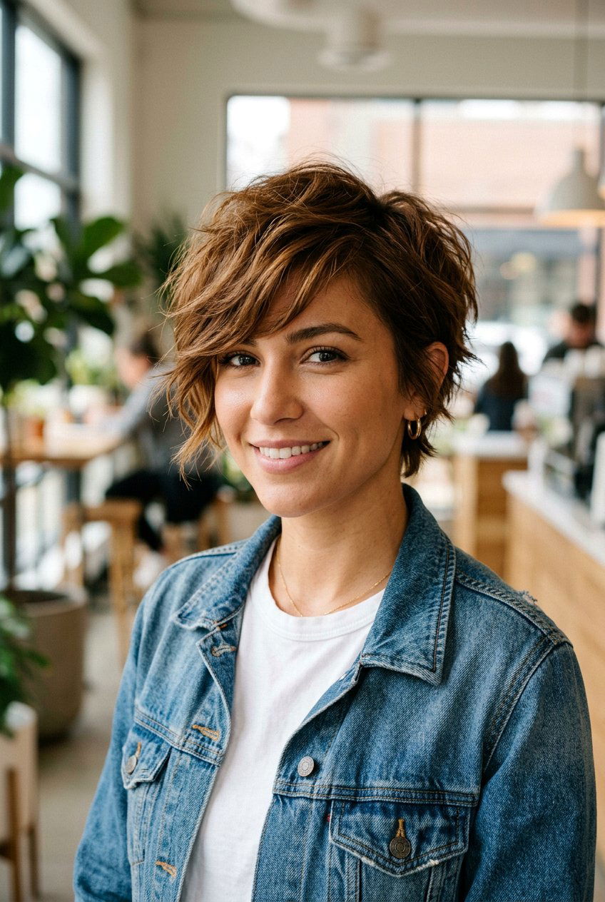 Shaggy Side Swept Pixie - 20 choppy pixie for thin hair women - 20 choppy pixie for thin hair women