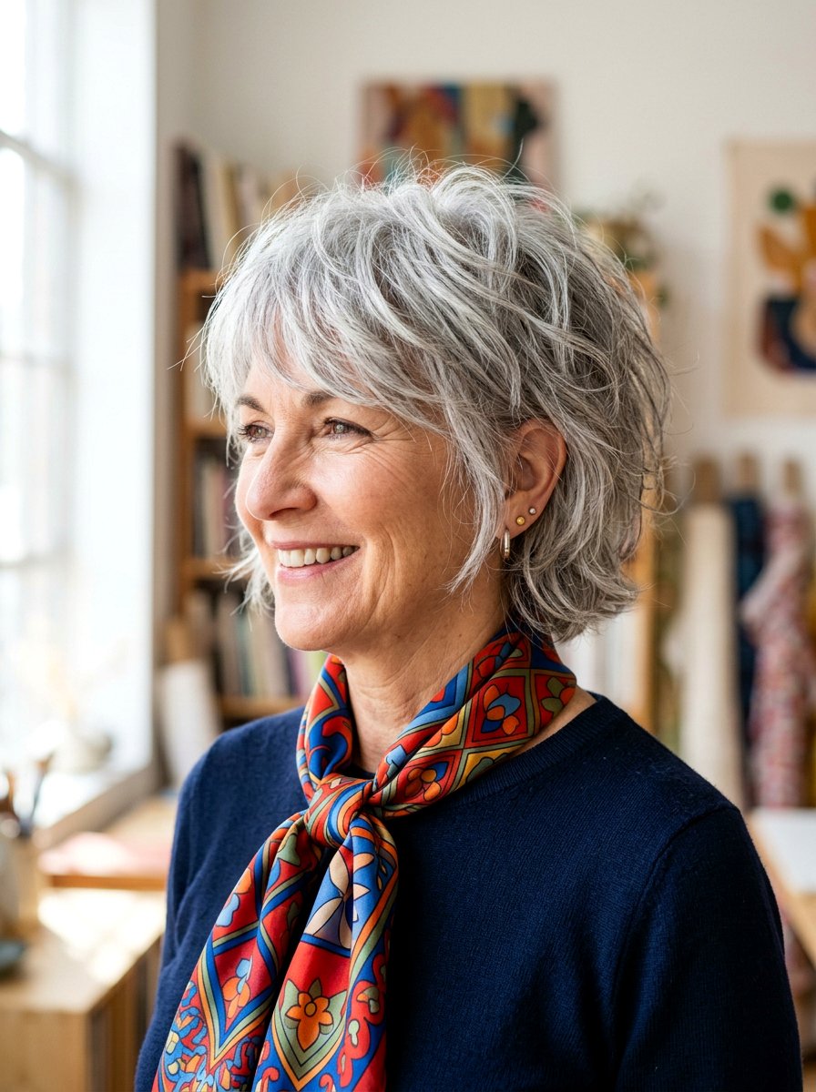 Shaggy Silver Bob - 20 polished gray bob hair color