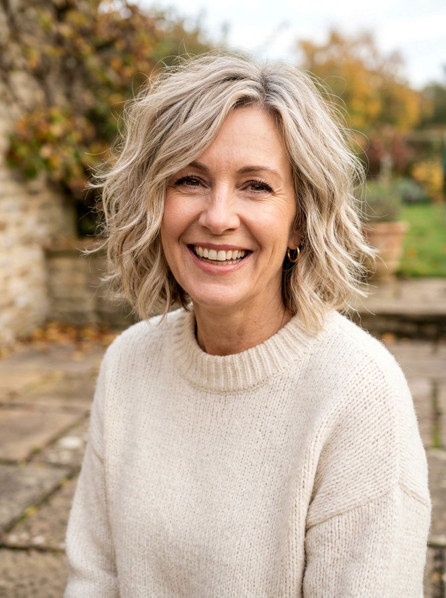 Shaggy Textured Bob - 20 soft wavy bob for women over 50 - 20 soft wavy bob for women over 50