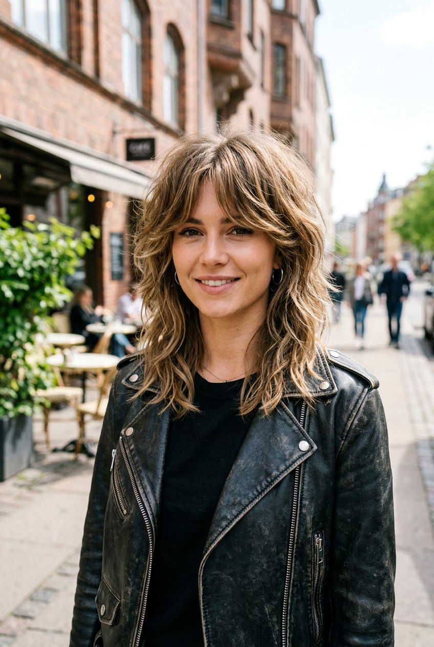 Shaggy Wolf Cut Curtain Fringe - 20 curtain fringe for round face women - 20 curtain fringe for round face women