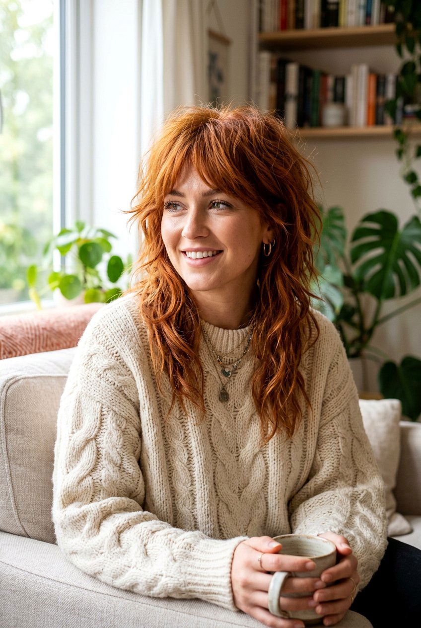 Shaggy Wolf Cut With Wispy Fringe - 20 wolf cut for women over 40 - 20 wolf cut for women over 40