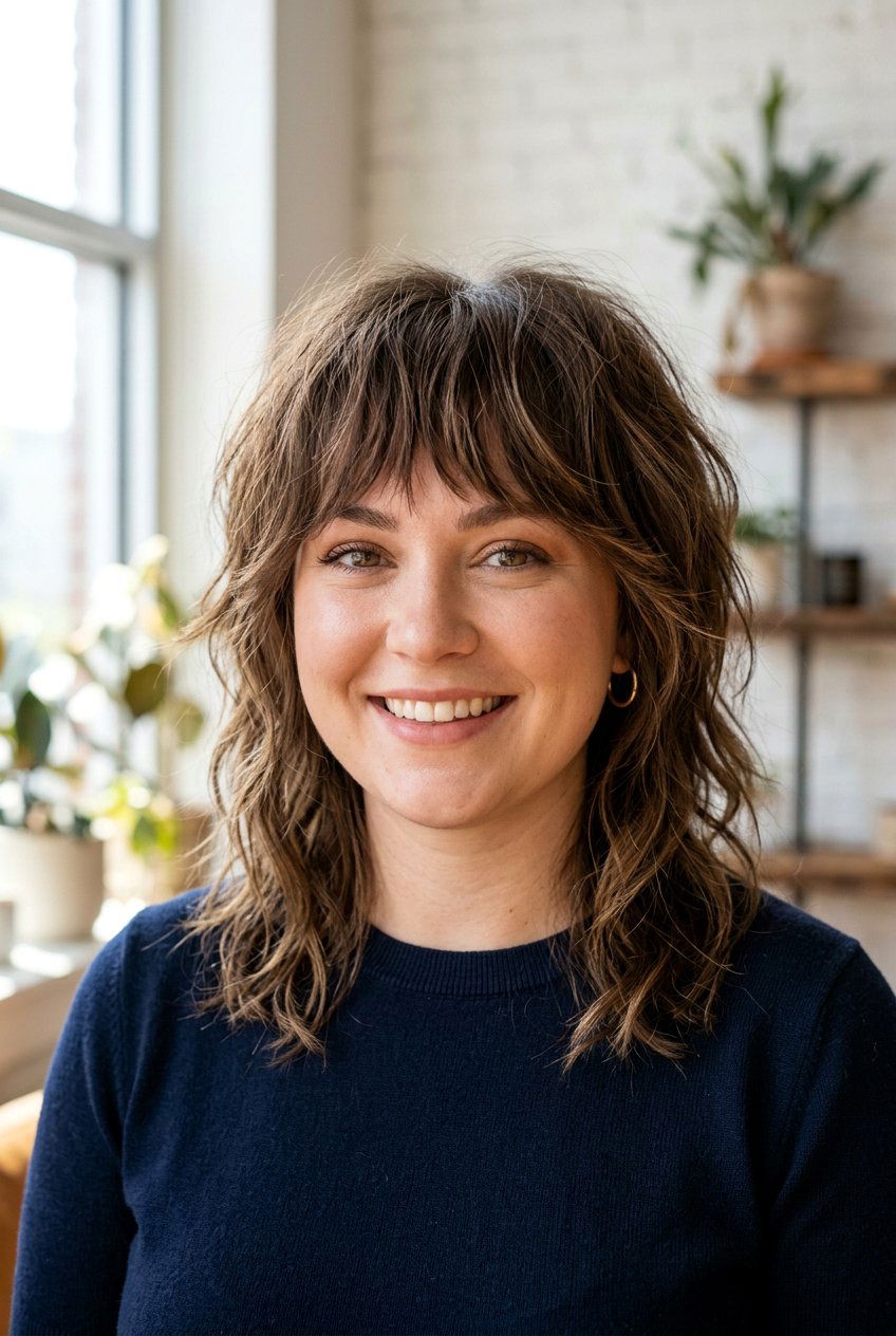 Shaggy bangs - 20 bangs for round face - 20 bangs for round face