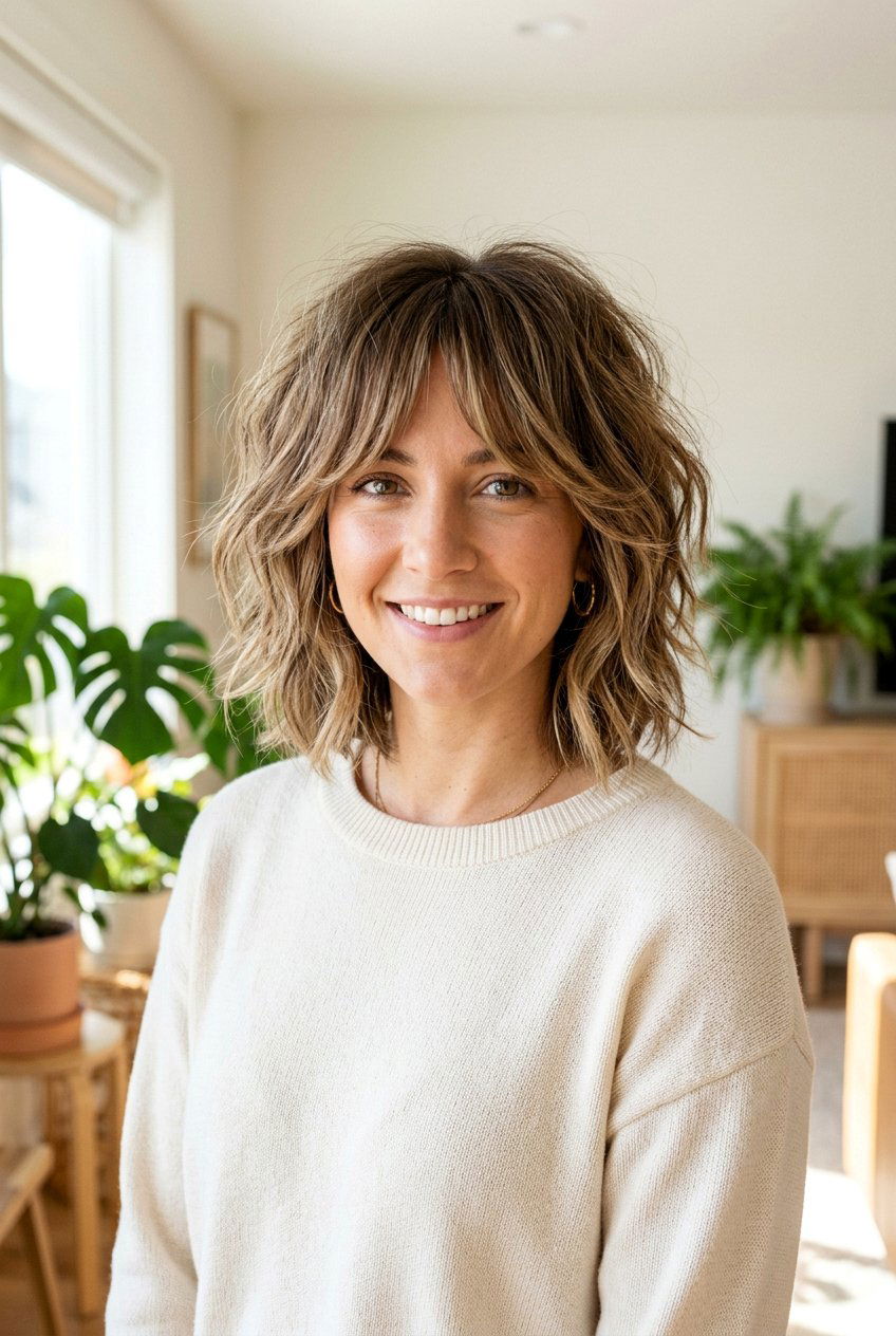 Shaggy bob with curtain bangs - 20 short hairstyles with bangs - 20 short hairstyles with bangs