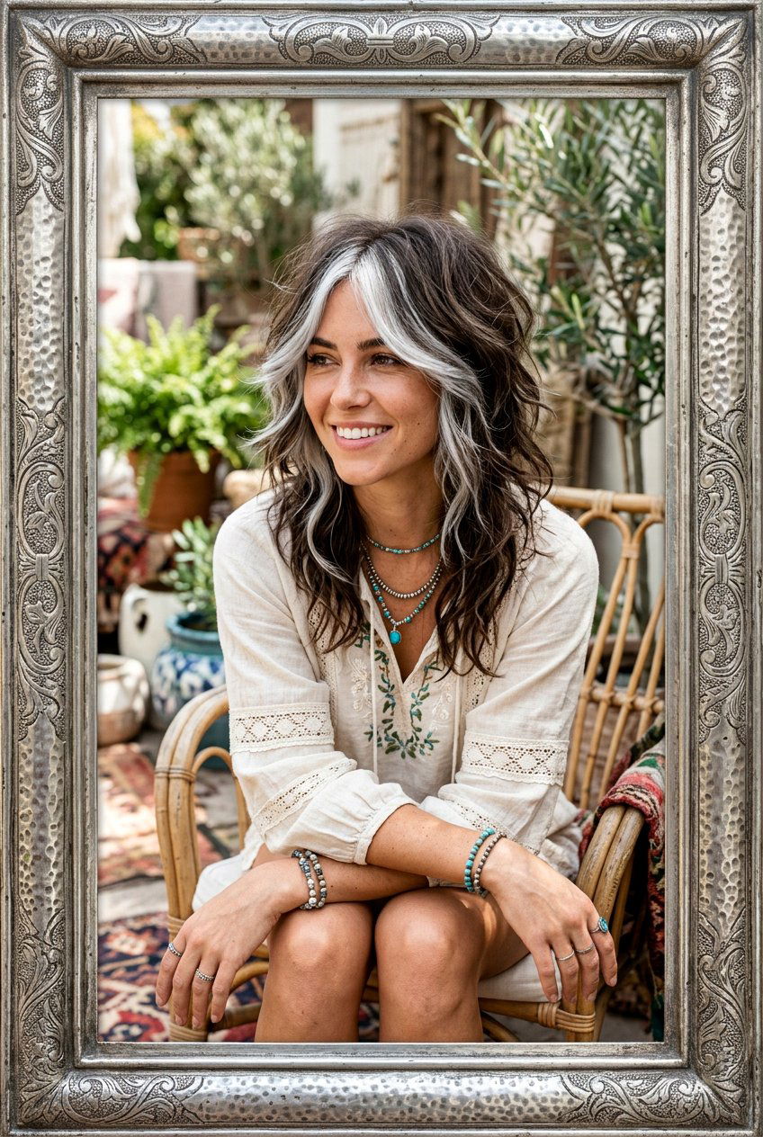 Shaggy hair with silver money piece - 20 silver money piece for mature women - 20 silver money piece for mature women