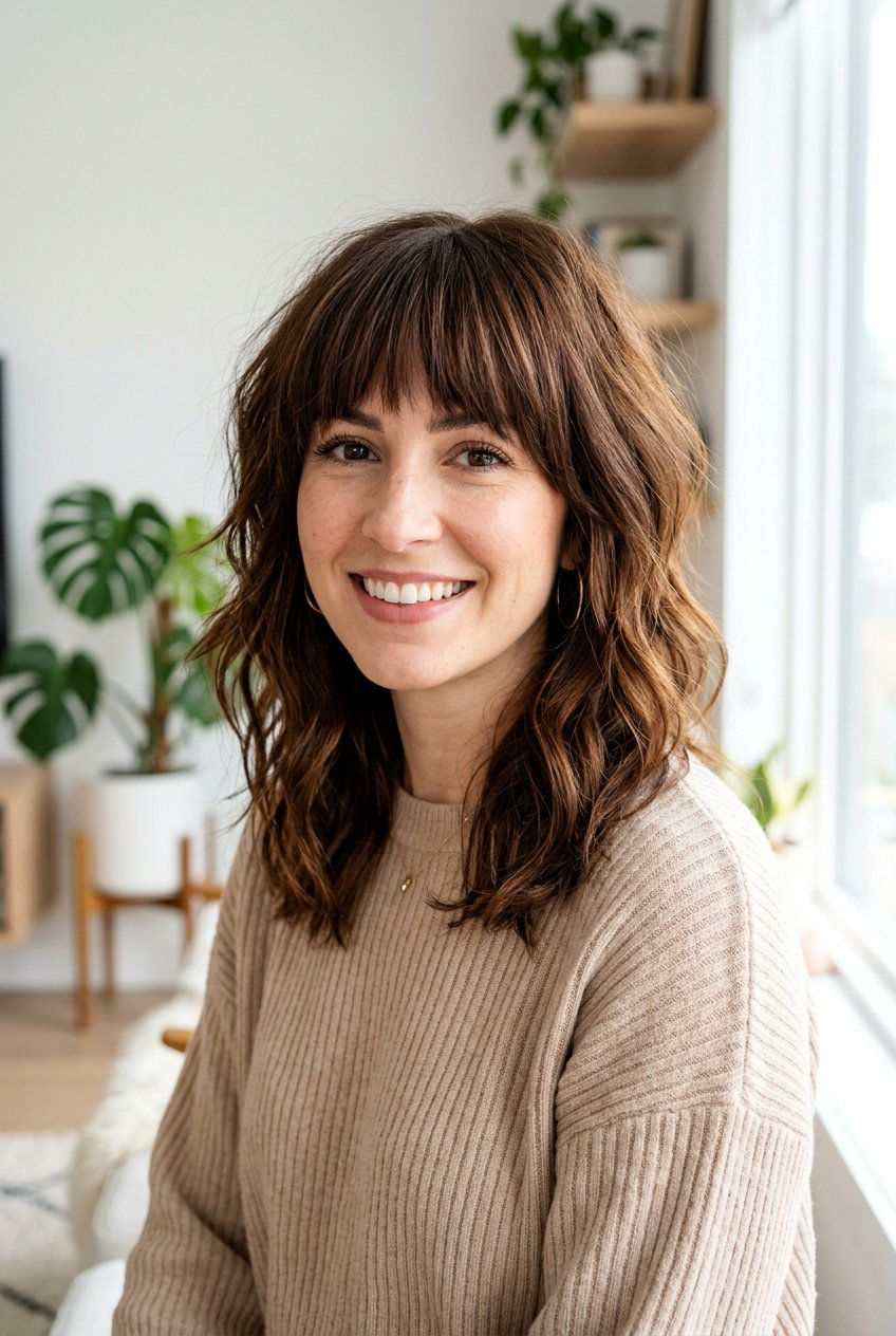 Shaggy lob with bangs - 20 hairstyles for oval faces - 20 hairstyles for oval faces