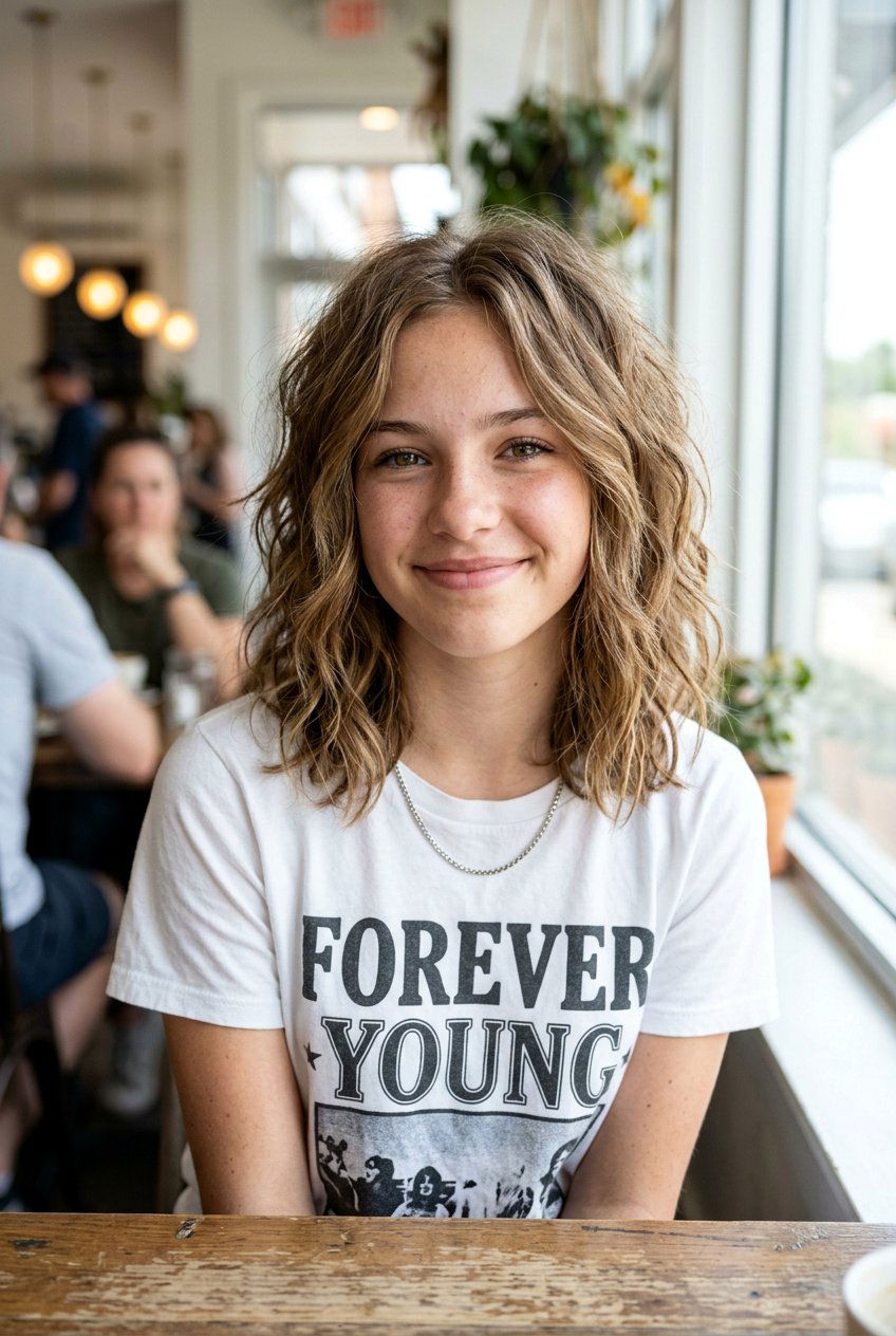 Shaggy lob with textured layers - 20 hairstyles for teenage girls - 20 hairstyles for teenage girls