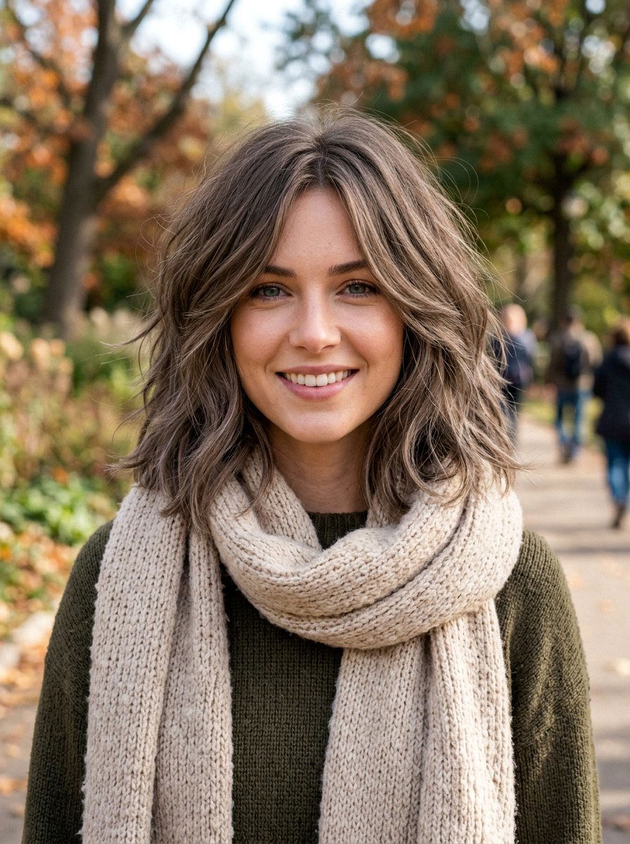 Shaggy long bob with internal layers - 20 shoulder length shag for thick hair - 20 shoulder length shag for thick hair