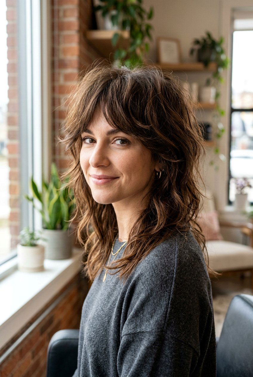 Shaggy mid length cut - 20 medium haircuts for round faces - 20 medium haircuts for round faces