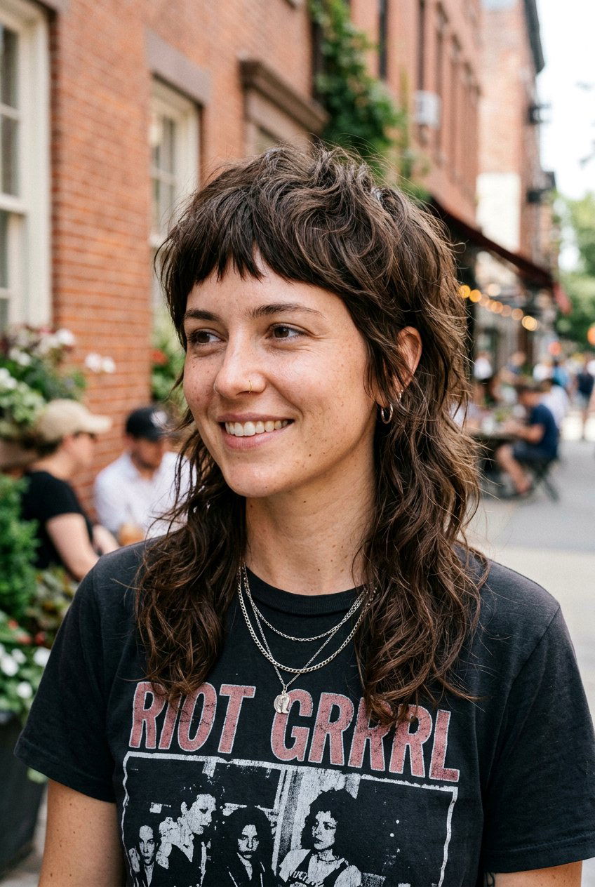 Shaggy mullet with short bangs - 20 shoulder length haircuts with bangs - 20 shoulder length haircuts with bangs