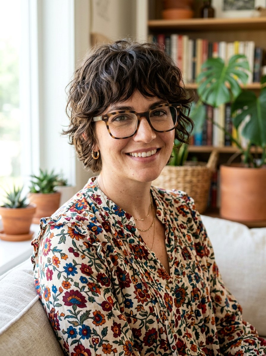 Shaggy pixie for wavy hair - 20 pixie haircuts for women with glasses - 20 pixie haircuts for women with glasses