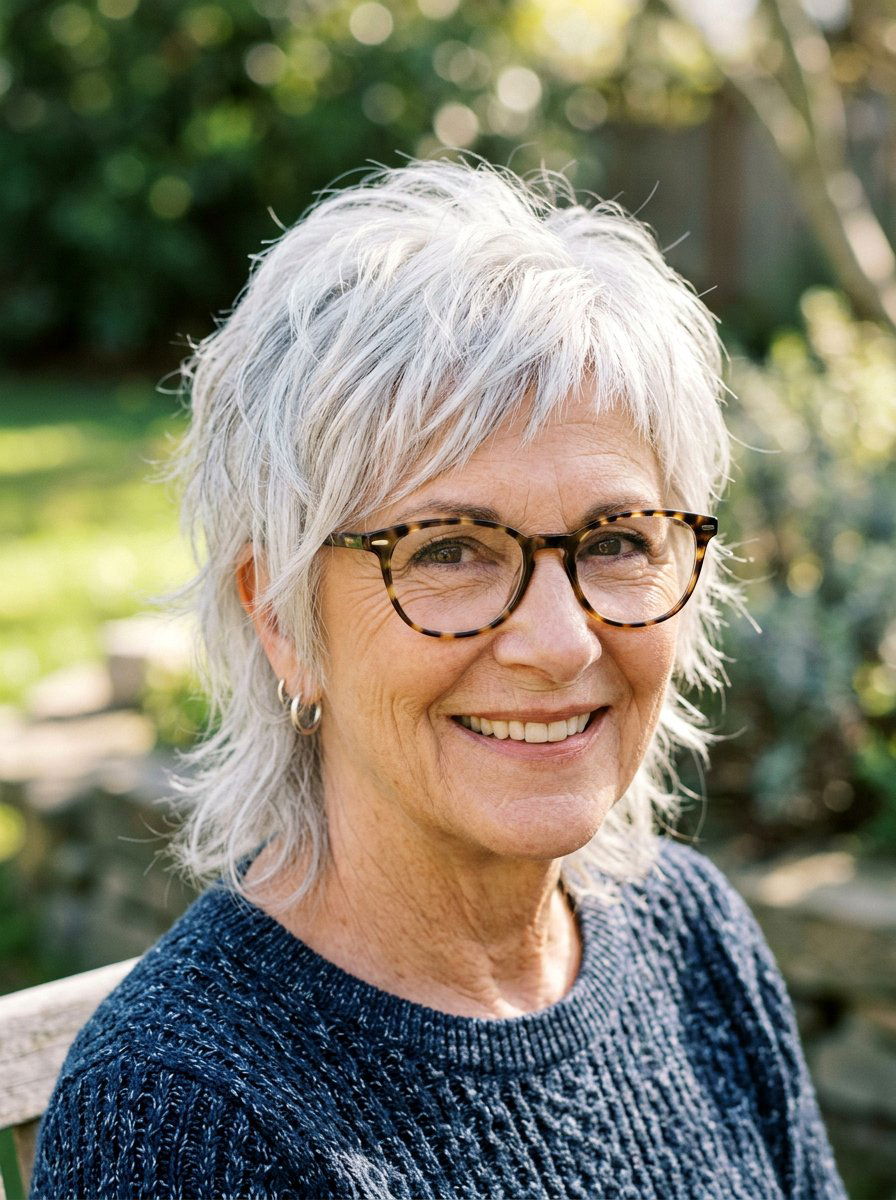 Shattered Pixie Mullet with Glasses - 20 short shag with glasses for older women - 20 short shag with glasses for older women