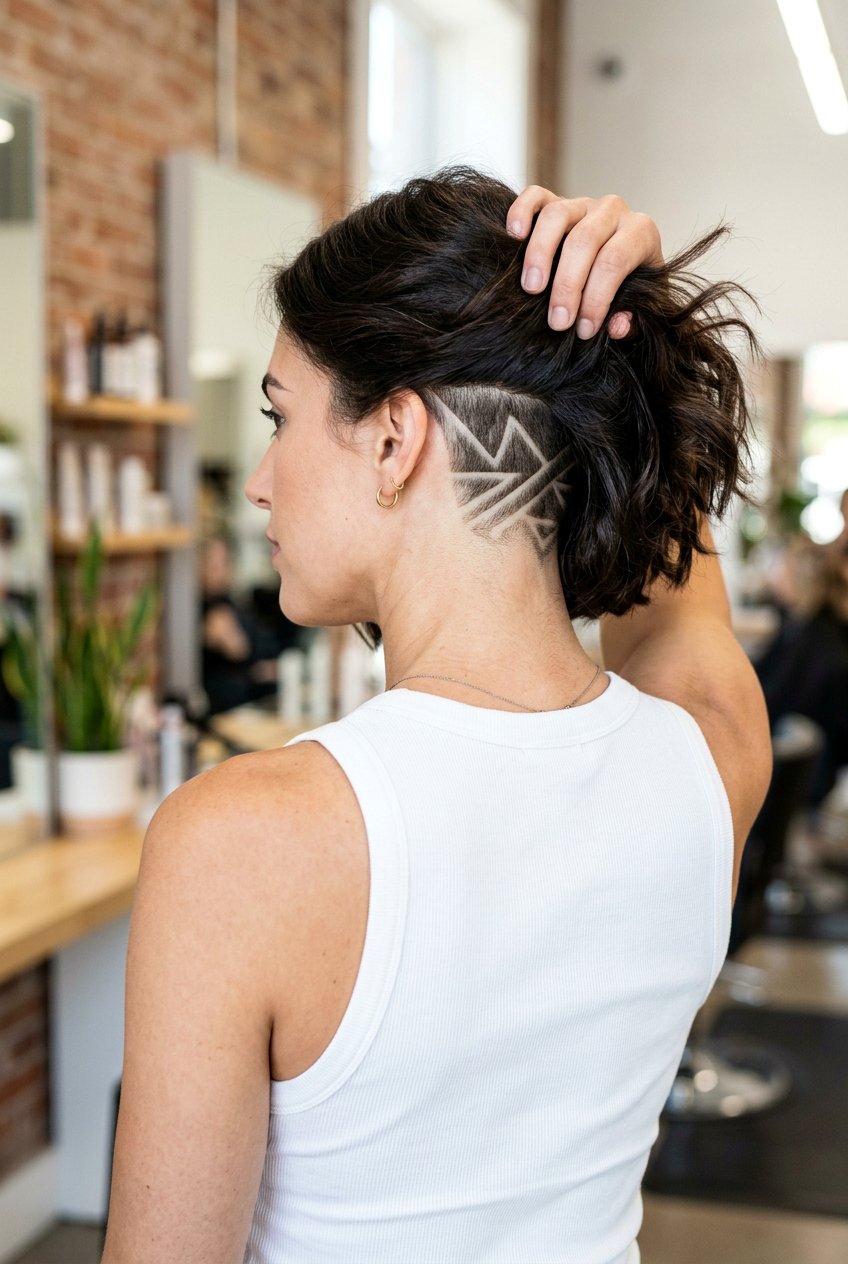 Shaved Nape Bob With Design - 20 edgy bob with undercut - 20 edgy bob with undercut