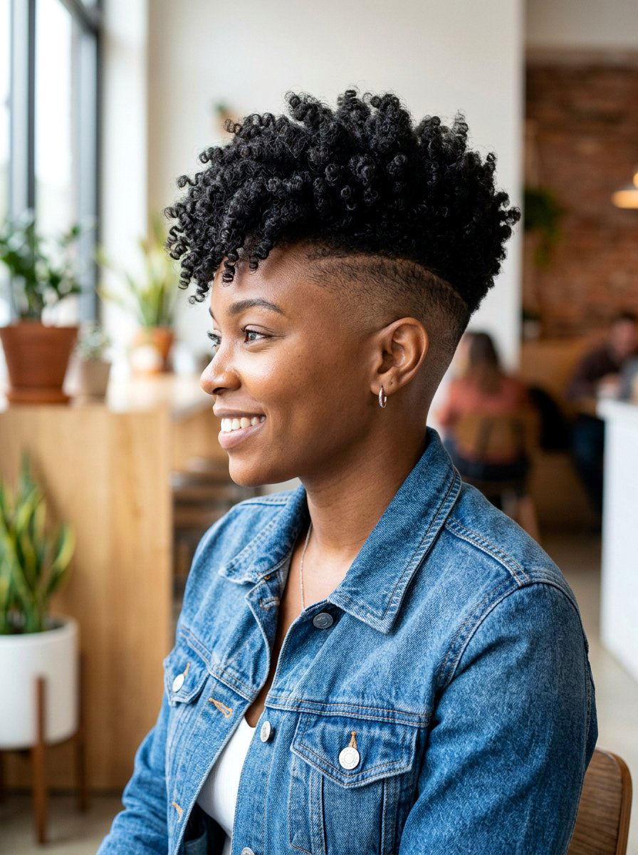 Shaved Side Natural Hair Curls - 20 side shaved natural hairstyle - 20 side shaved natural hairstyle