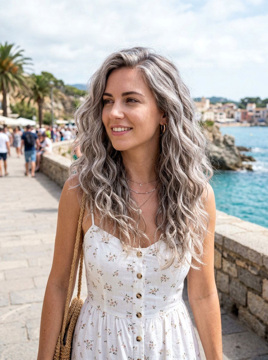 Shimmering pearl gray highlights for wavy hair - 20 pearl gray highlights for mature hair - 20 pearl gray highlights for mature hair