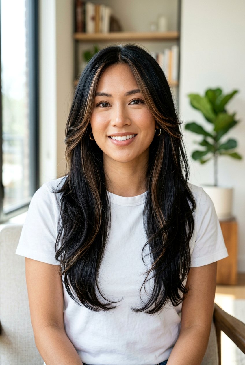 Shiny Black Hair With Face Framing Pieces - 20 shiny black hair color - 20 shiny black hair color