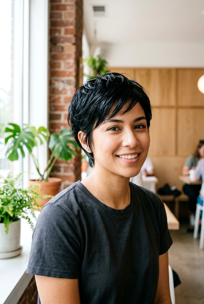 Shiny Black Pixie Haircut - 20 shiny black hair color - 20 shiny black hair color