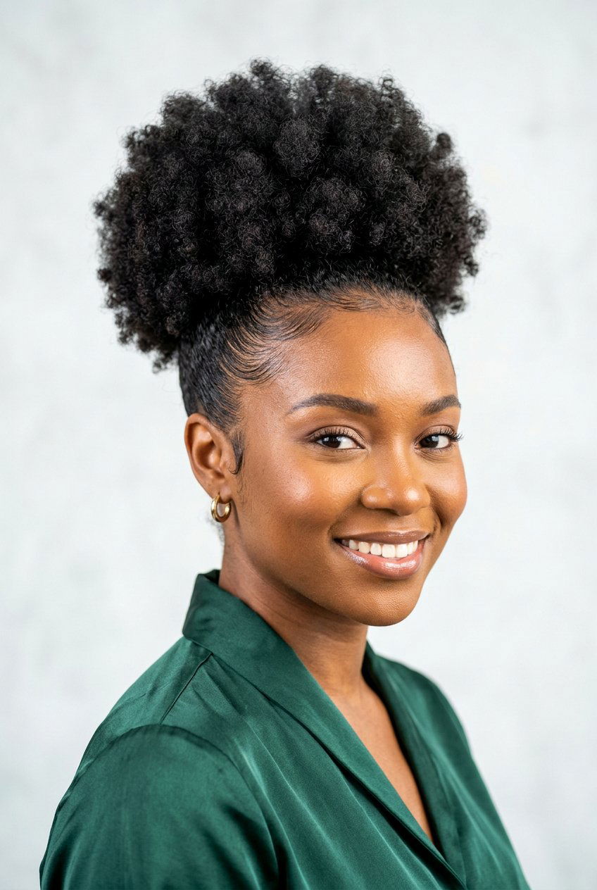 Short Afro Puff Updo - 20 short curly afro hairstyle for women - 20 short curly afro hairstyle for women
