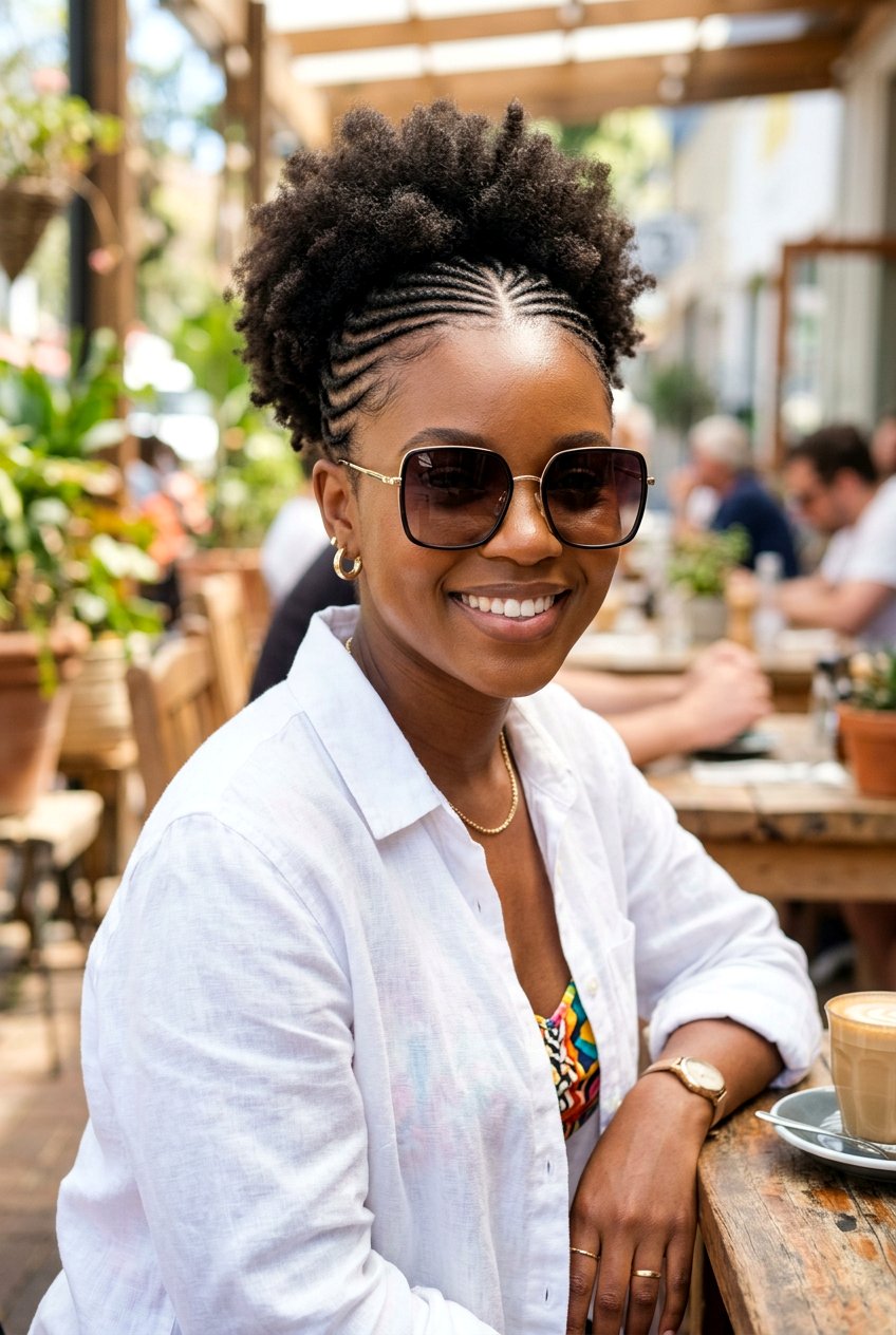 Short Afro Puff With Braids - 20 afro puff with braids in front - 20 afro puff with braids in front