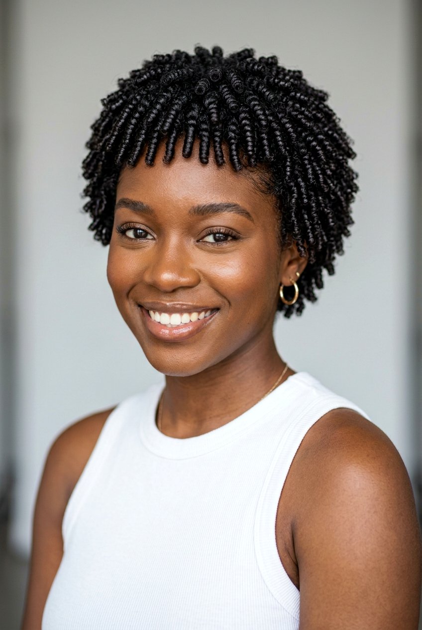 Short Afro with Defined Finger Coils - 20 short curly afro hairstyle for women - 20 short curly afro hairstyle for women