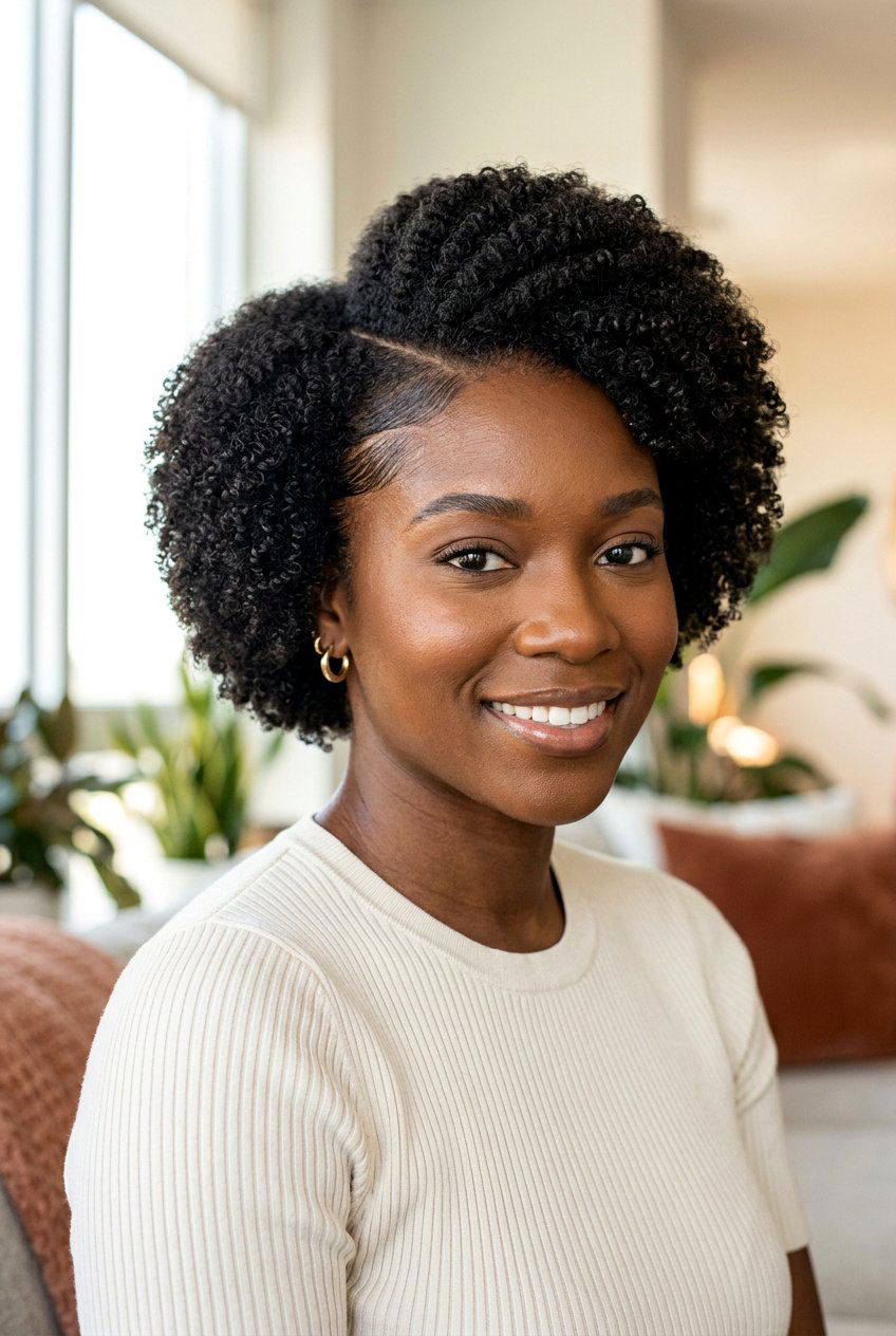 Short Afro with Side Part - 20 afro with side part hairstyle - 20 afro with side part hairstyle