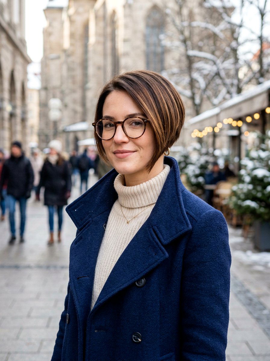 Short Angular Bob With Glasses - 20 short haircut for women over 50 with glasses - 20 short haircut for women over 50 with glasses