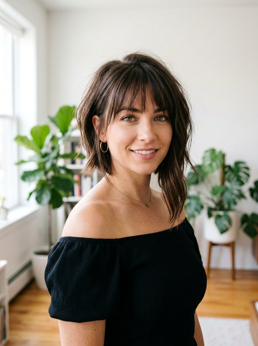 Short Asymmetrical Bob with Wispy Bangs - 20 short haircut with wispy bangs - 20 short haircut with wispy bangs